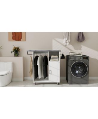 Rolling Ironing Cabinet with Wheels Multipurpose Laundry Room Solution