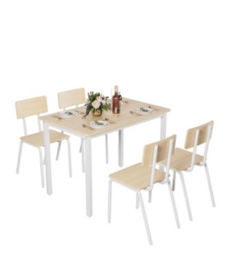 5-Piece Dining Set for 4 Kitchen Table & Chairs, Metal & MDF, Compact