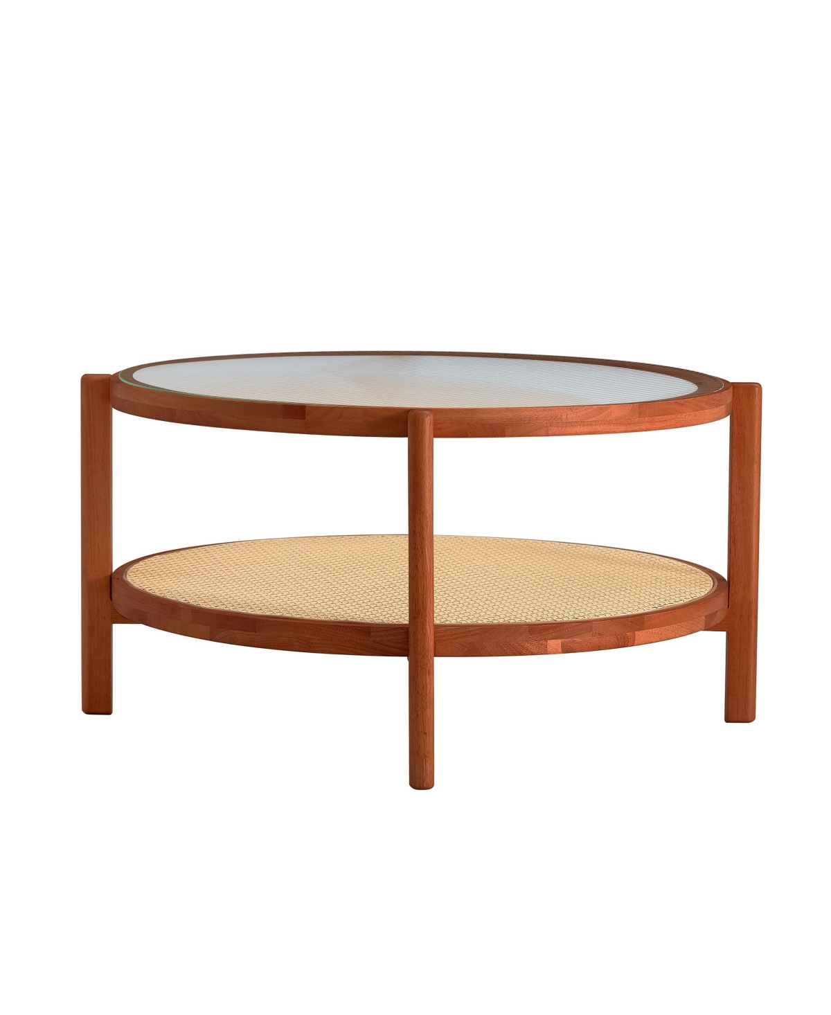 Modern Minimalist Solid Wood Coffee Table with Craft Glass Tabletop