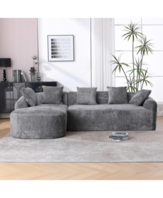 Boucle Sofa 3 Seater for Living Room Oversized Comfy Sofa L-Shape Sofa Couch with Chaise Home Furniture Sleeper Sectional Sofa for Apartment, Office Left Hand Facing (Gray