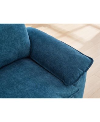 Streamdale 51" Blue Chenille Chaise Lounge with Ottoman & Storage