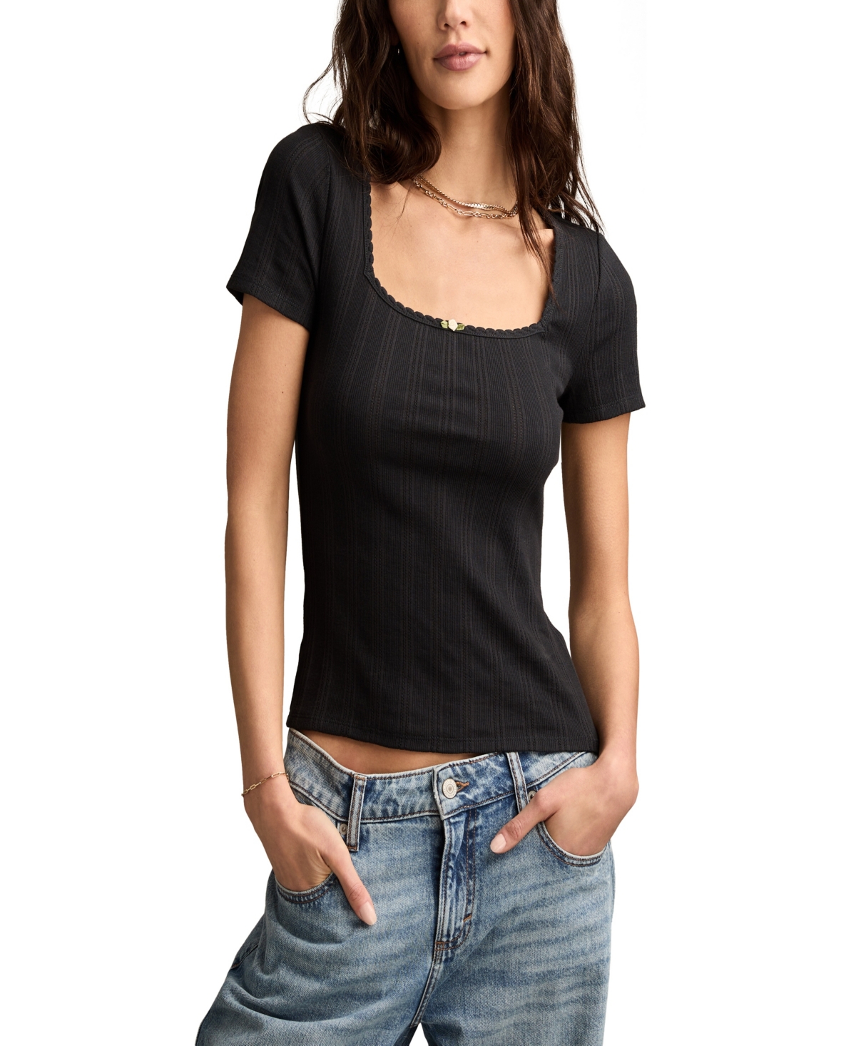 Shop Lucky Brand Pointelle Tee