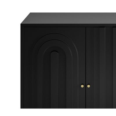 Black Lacquered 4-Door Sideboard Cabinet for Living Room and Beyond