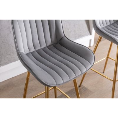 Streamdale Chrome and Velvet Bar Stool (Set of 2)