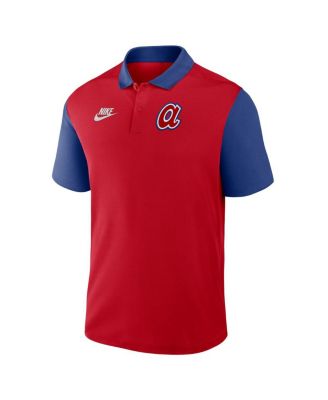 Men's Red/Royal Atlanta Braves Cooperstown Collection Color-Block Victory Performance Polo Shirt