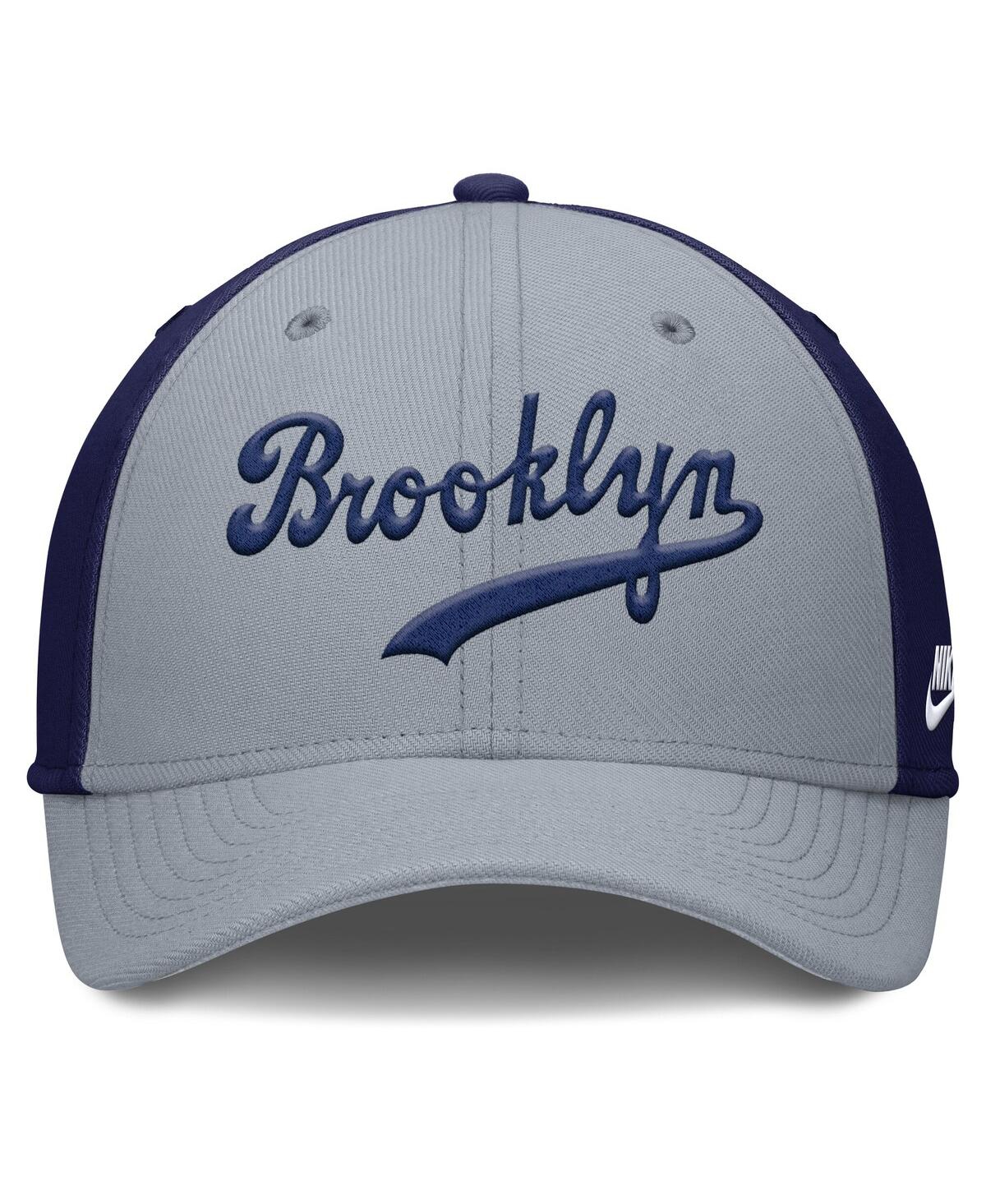 Nike Men's Gray/navy Brooklyn Dodgers Rise Swoosh Performance Flex Hat