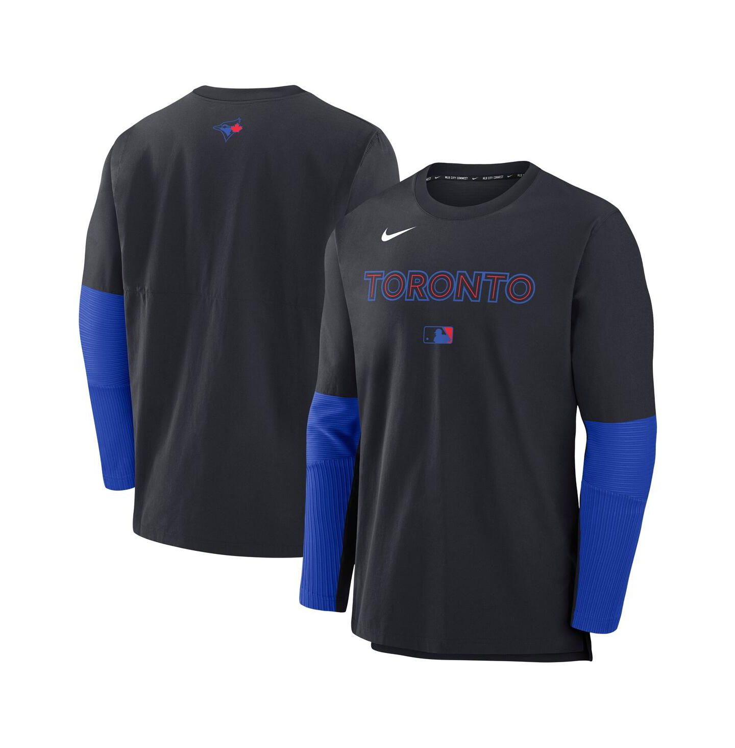 Мужская футболка Nike Black Toronto Blue Jays Authentic Collection City Connect Lightweight Player Tri-Blend Performance Long Sleeve — фото 1