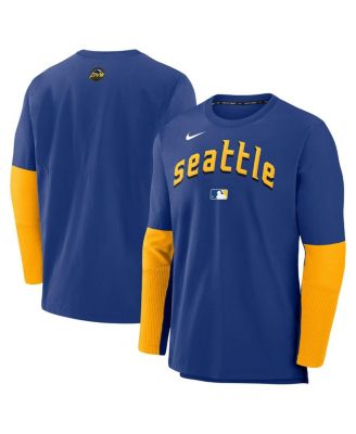 Nike - Men's Royal Seattle Mariners Authentic Collection City Connect Lightweight Player Tri-Blend Performance Long Sleeve T-Shirt