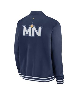 Men's Navy Minnesota Twins Authentic Collection City Connect Full-Zip Bomber Jacket