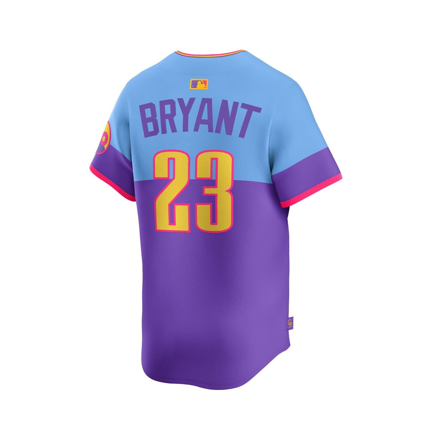 Мужской топ Nike Kris Bryant Purple/Light Blue Colorado Rockies 2025 City Connect Limited Player Jersey — фото 3