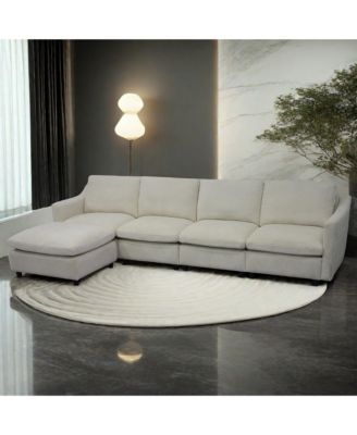 Streamdale Beige Modular Cloud Sofa, Ottoman & Pillows Modern Living Room Couch