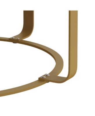 Modern Round Coffee Table with Carved Pine Top and Metal Legs