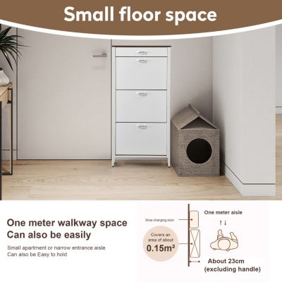 Shoe Storage Cabinet with 3 Flip Drawers & 1 Open Drawer