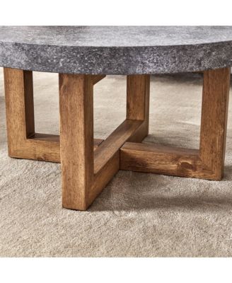 Streamdale Modern Gray Textured MDF Coffee Table, 31.4" Round