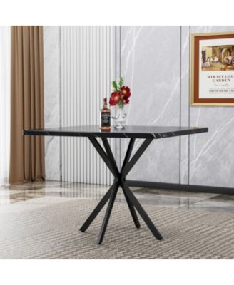 Streamdale Mid-Century Modern Square Dining Table for 4-6