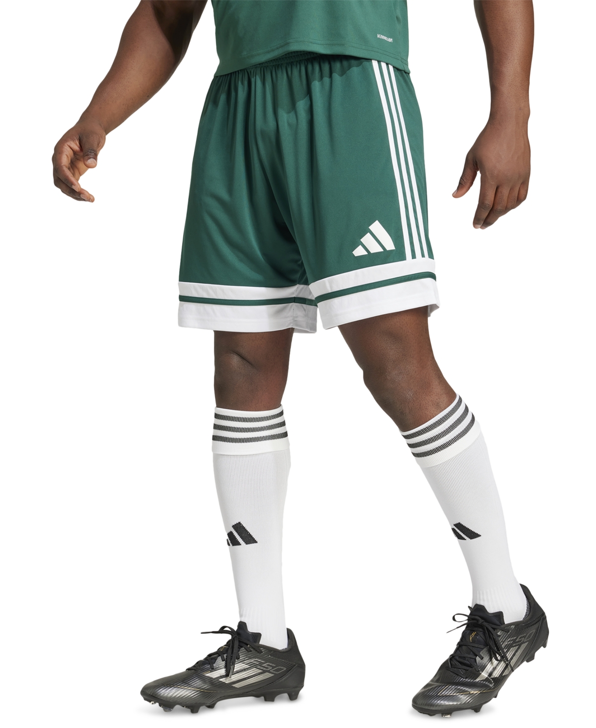 adidas Men's Regular-Fit Squad 25 Logo Shorts - Team Green/wht