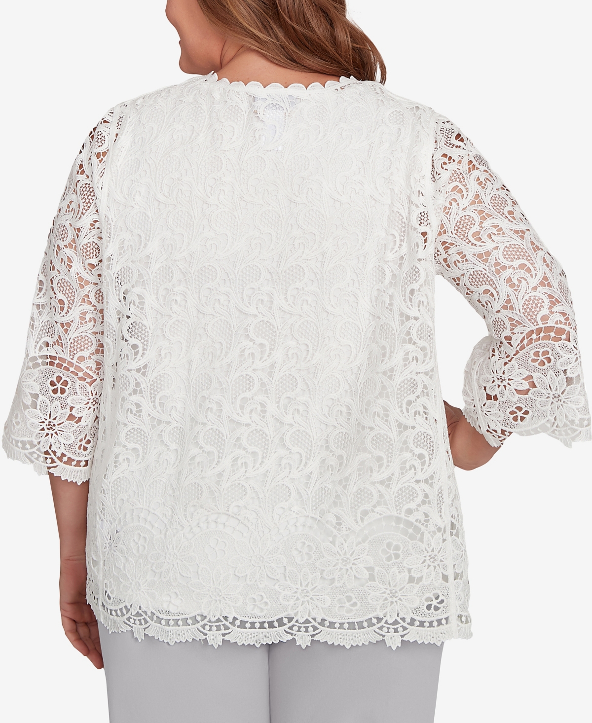 Alfred Dunner Plus Size Embellished Lace Two In One Top
