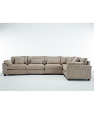 Streamdale Corduroy Modular Sofa, 5-Seat, Brown