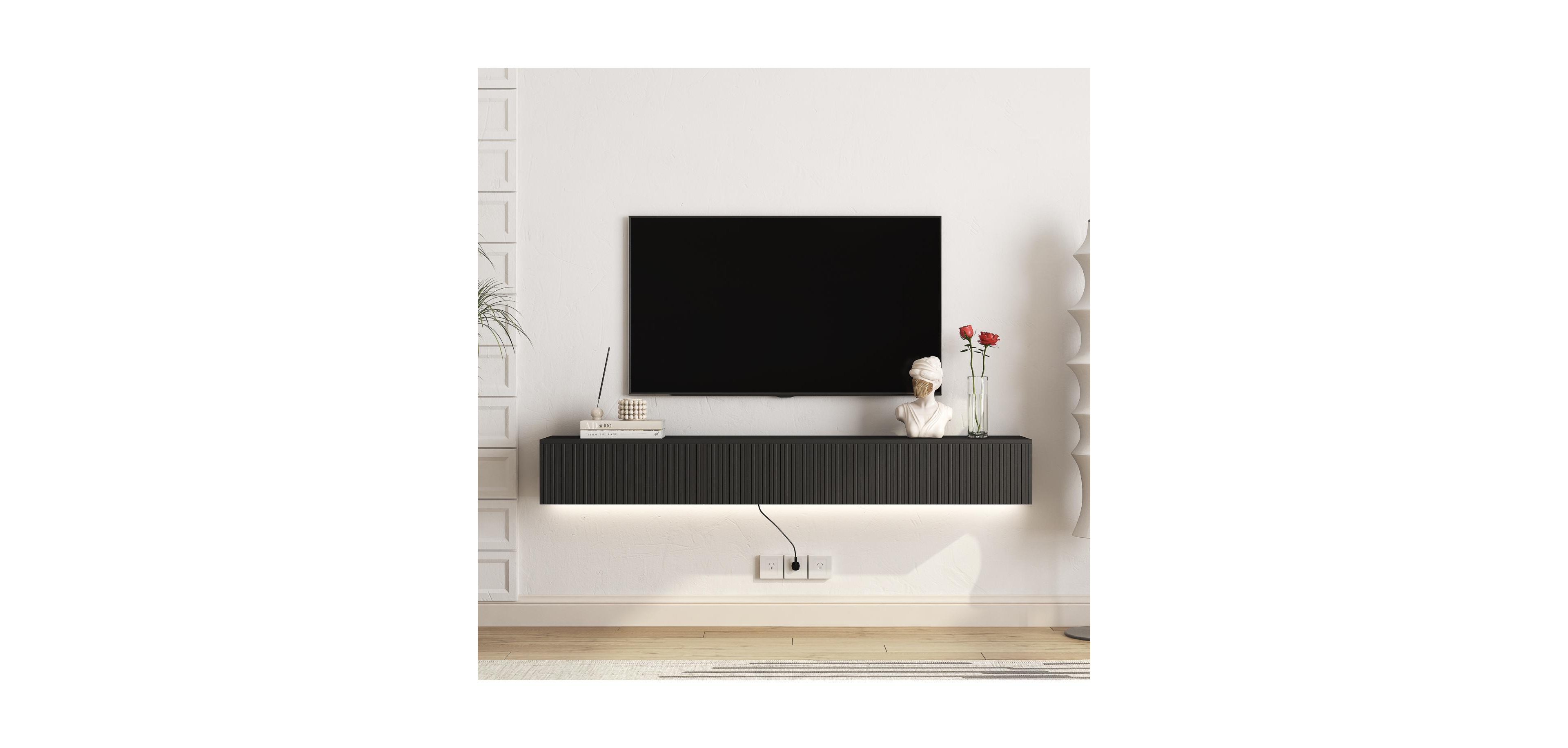 Streamdale Furniture Floating Tv Stand with 16 Led Lights, 69" Tv Cabinet for 55-65" TVs