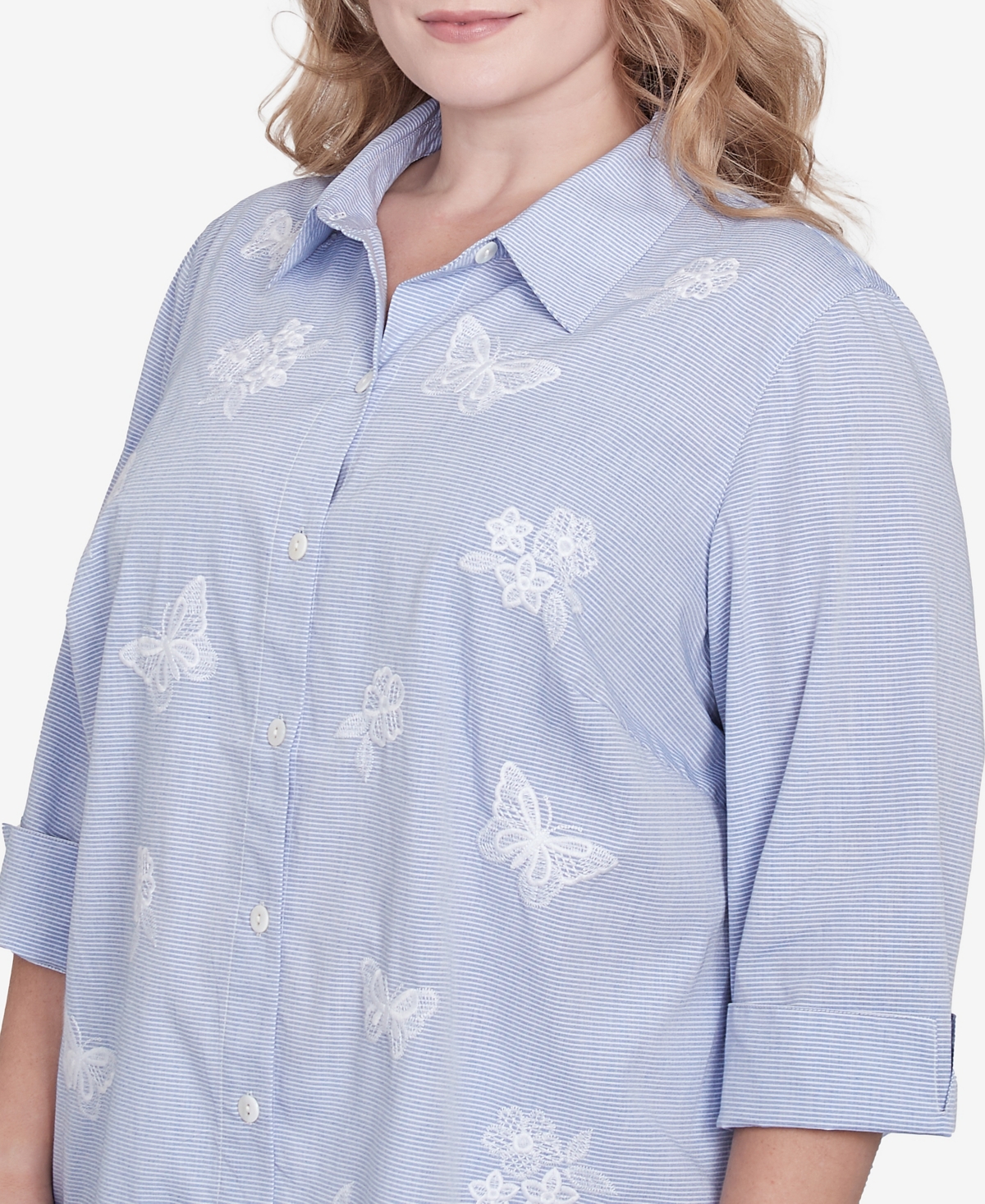 Alfred Dunner Plus Size Striped Butterfly Top