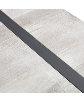 Streamdale Retro Rectangular Dining Table - Textured Gray Top, Black Metal Legs