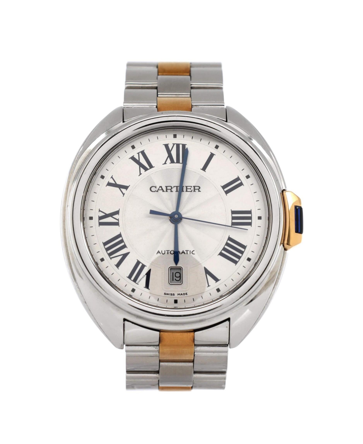 Cle de Cartier Automatic Watch in Stainless Steel and Rose Gold 40mm - Dial color: silver