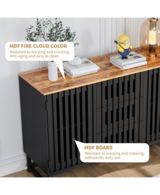 Modern 3-Drawer 4-Shelf Dresser with Striped Grille