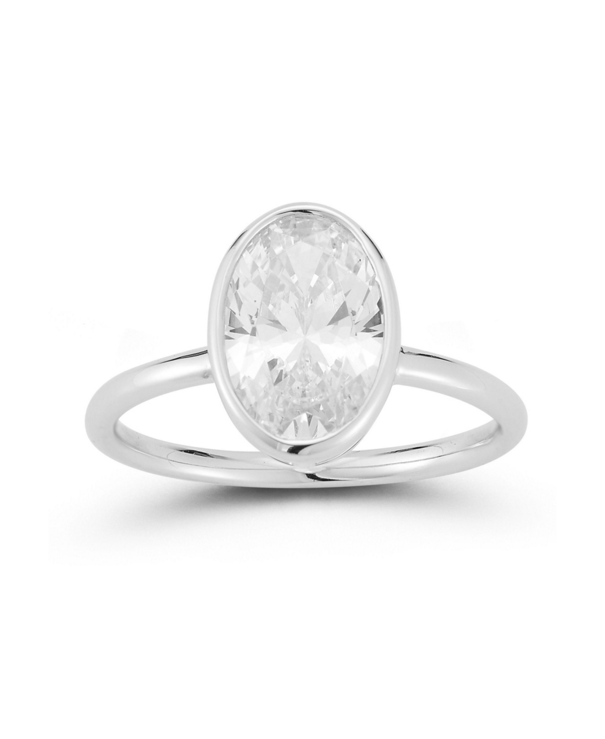 14K Gold Plated Sterling Silver Oval Cut Solitaire Ring - Gold