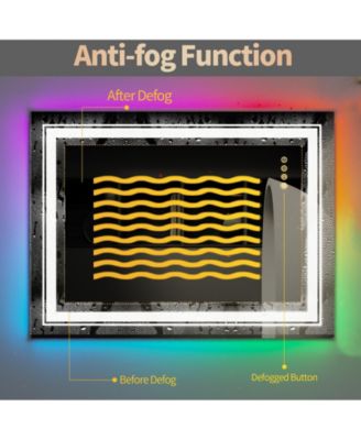 23.6x31.5 in LED  Bathroom Wall Mirror RGB Touch Anti Fog Multicolor Dimmable