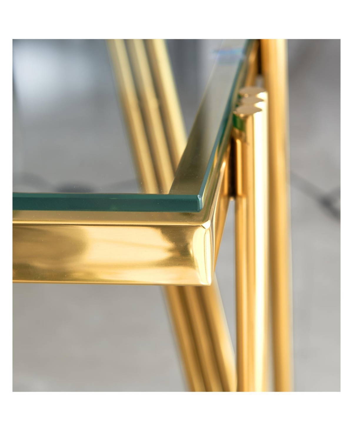 Streamdale 20" Square Gold End Table - Glass Top & Storage