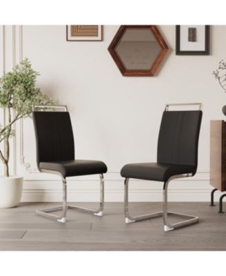 Modern Faux Leather Upholstered Dining Chairs (Set of 2)