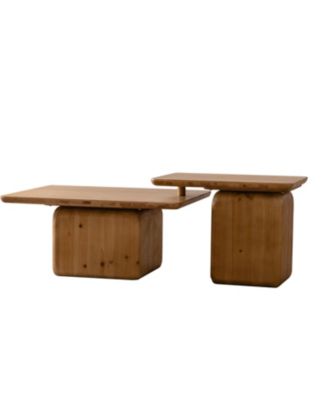 Streamdale Vintage Square Coffee Table Set, Wood Grain Finish (Set of 2)