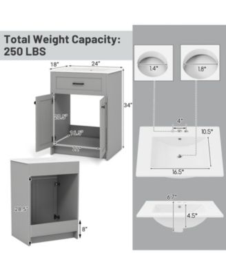 Bathroom Vanity Unit with Basin and 2 Doors