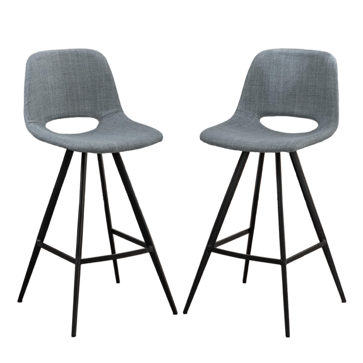 Streamdale Fabric Kitchen 28.25" Counter Height Stools, Set of 2, Gray