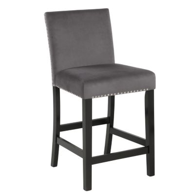 Streamdale Contemporary Velvet Counter Stool with Nailhead Trim, Set of 2