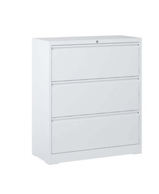 Lockable 3-Drawer Lateral File Cabinet (White)