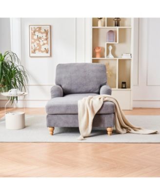 Modern Mid-Century Indoor Oversized Chaise Lounger Comfort Sleeper Sofa with Soild Wood Legs