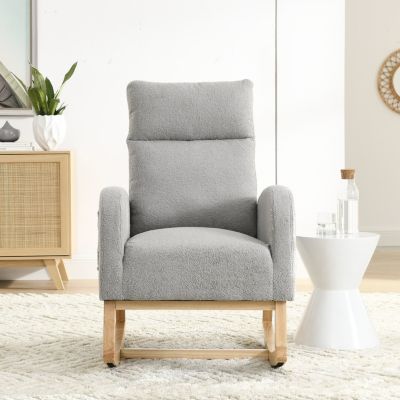  Modern High Backrest Rocker with Side Pockets