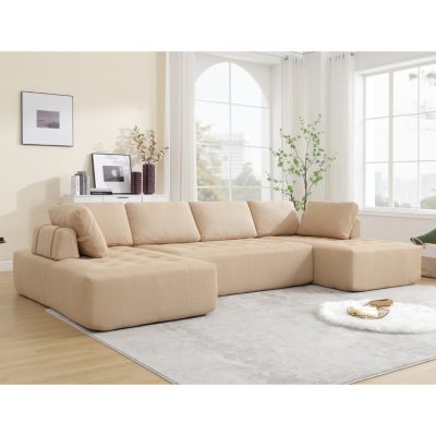 6-Seat Modular Sofa With Mesh Fabric Upholstery