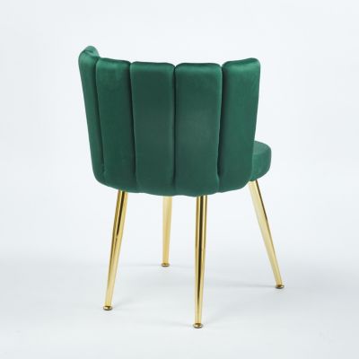 Green Velvet Dining Chair (Set of 2) with Gold Legs