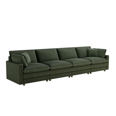 Streamdale Modular Sectional Sofa, Deep Seat, 4 Pillows, Modern L-Shape, GREEN