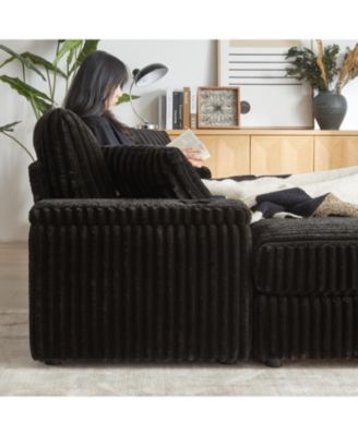 Streamdale Corduroy 3-Seater Sofa with Storage and Accessories