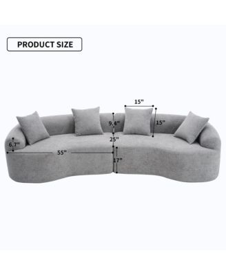 4-Seater Light Gray Sofa with Chenille Fabric and Pillows