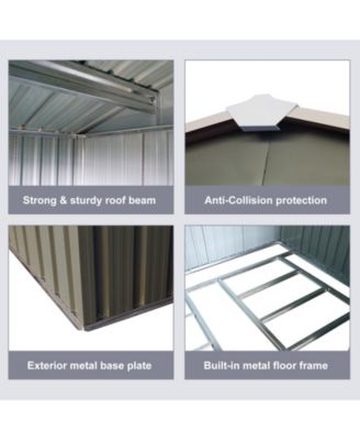 Streamdale 6FT X 8FT Outdoor Metal Storage Shed With Floor Base, Gray