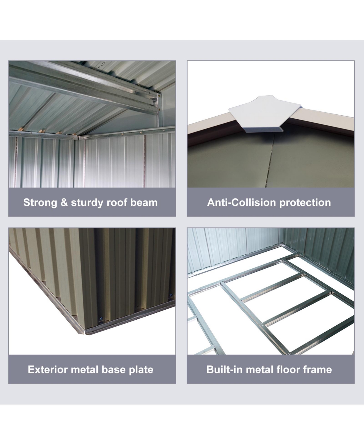 Streamdale Furniture 6FT X 8FT Outdoor Metal Storage Shed With Floor Base, Gray