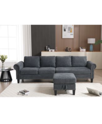Convertible Sectional Sofa with Storage, L-Shaped, 4-Seater