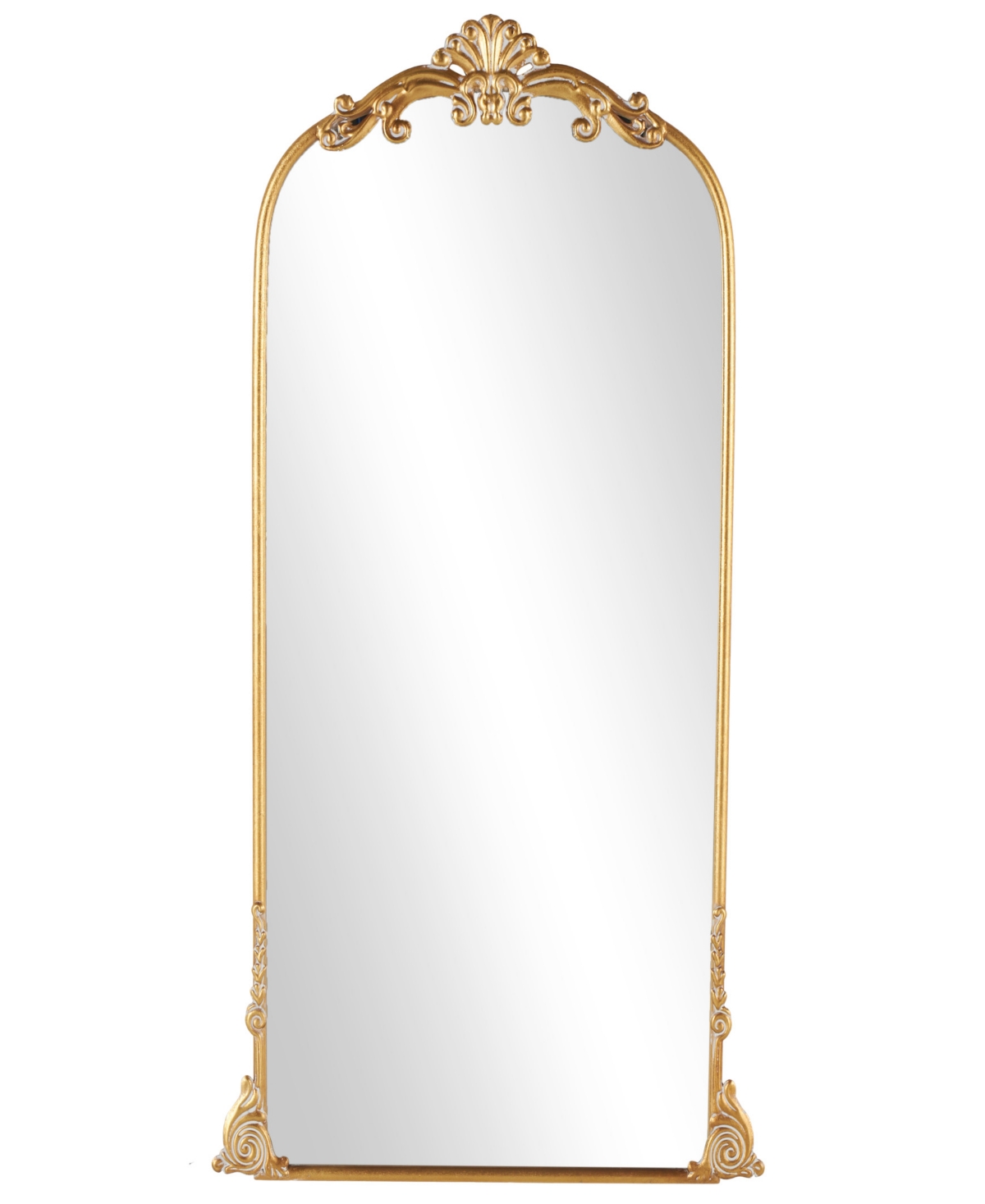 48" Metal Scroll Tall Ornate Arched Baroque Room Floor Mirror - Gold