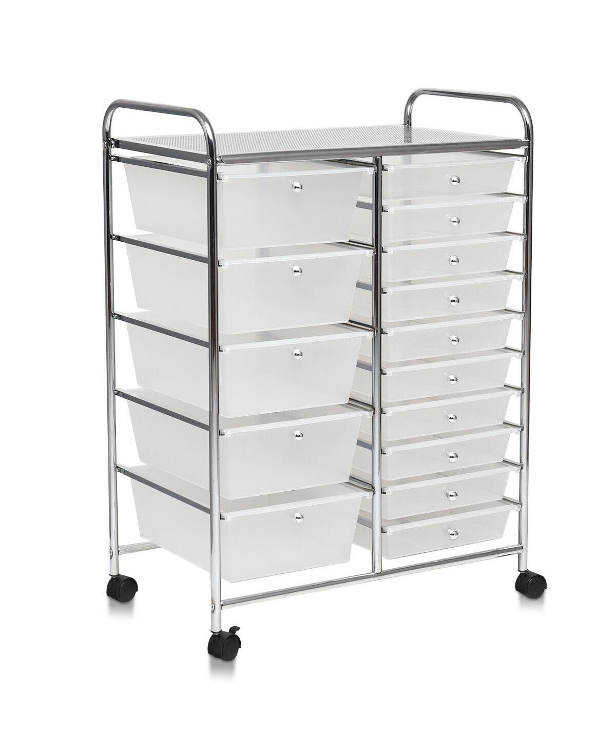 15 Drawers Rolling Storage Cart Organizer - Silver