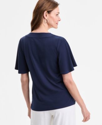 Women's V-Neck Short Sleeve Knit Top