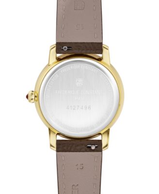 Women's Classics Quartz Moonphase Brown Leather Strap Watch 30mm
